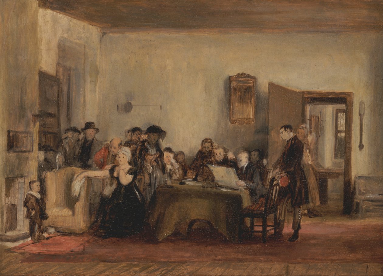 Náčrt pro „Čtení závěti“ od Sir David Wilkie