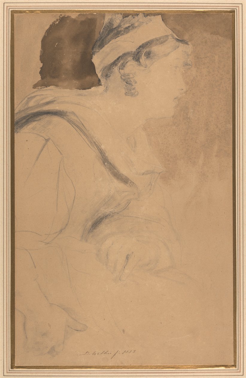 Studie dívky pro „Mary, skotská královna, útěk z hradu Loch Leven“ od Sir David Wilkie