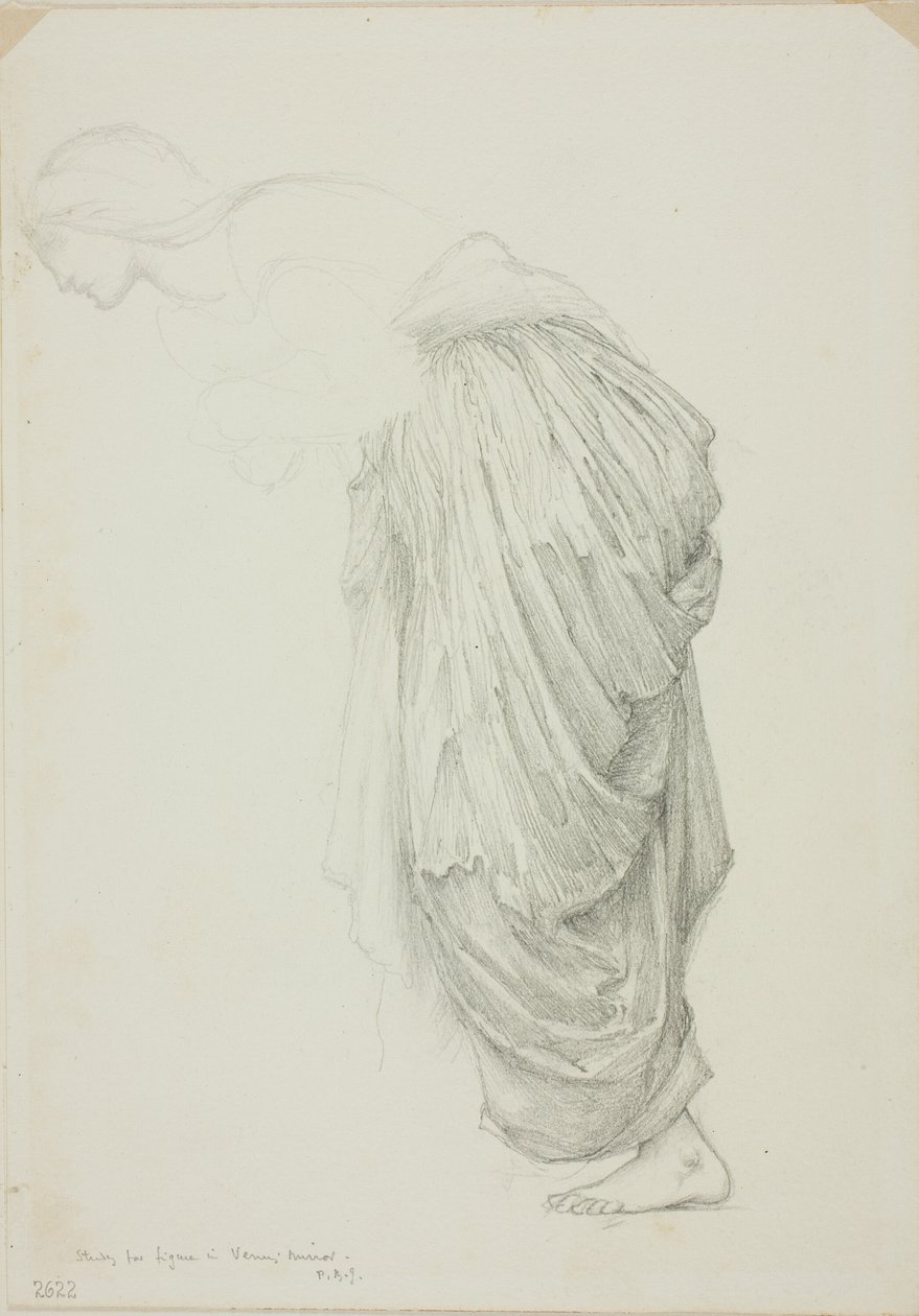 Ohýbání ženské postavy, studie pro Mirror of Venus od Sir Edward Burne Jones