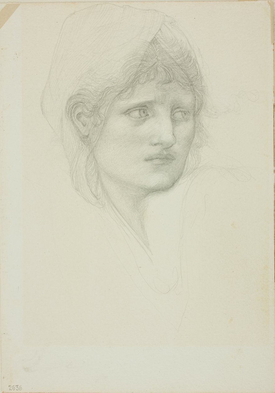 Zahalená hlava, oči hledící doprava od Sir Edward Burne Jones
