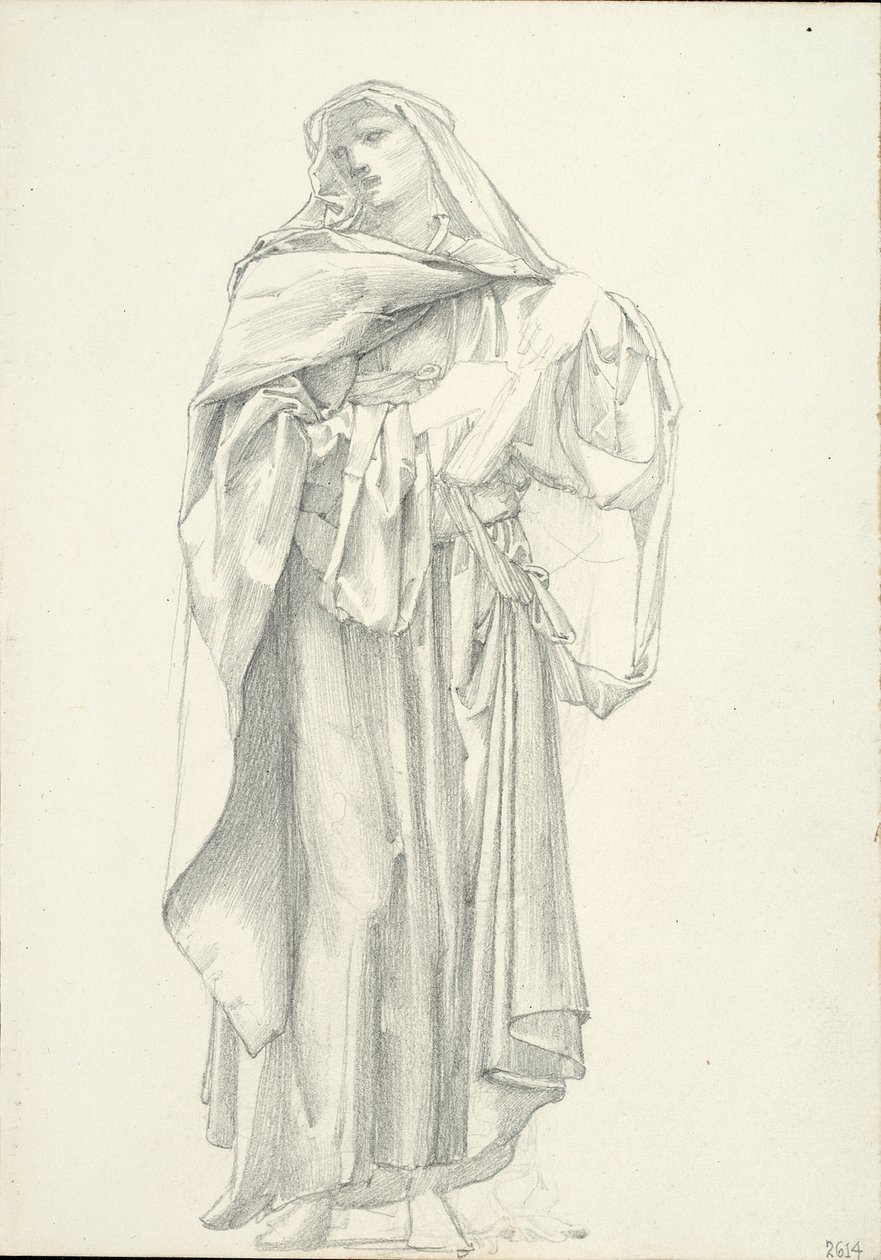 Zahalená mužská postava (skicář č. 2614) od Sir Edward Burne Jones