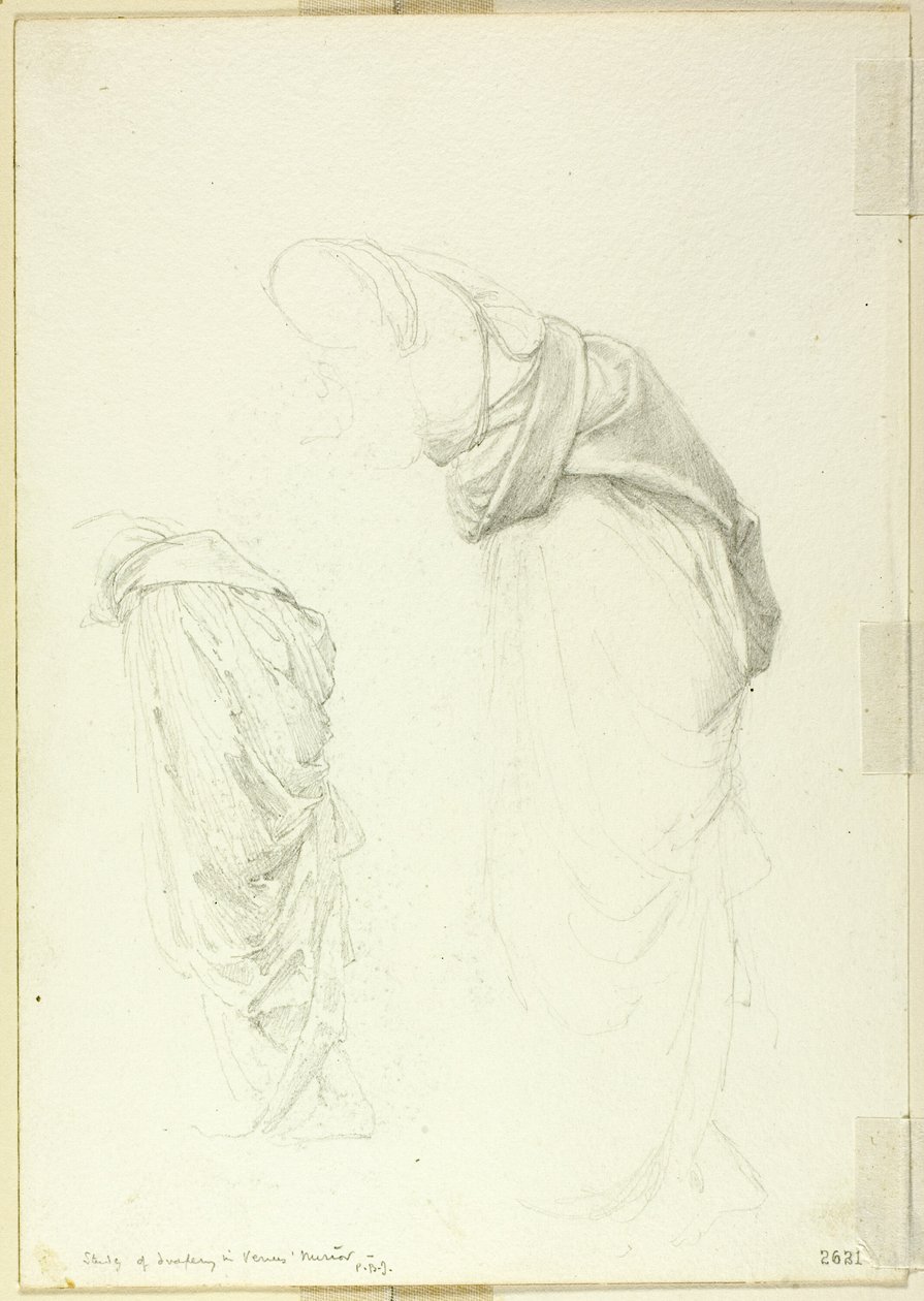 Drapery, dvě studie pro The Mirror of Venus od Sir Edward Burne Jones