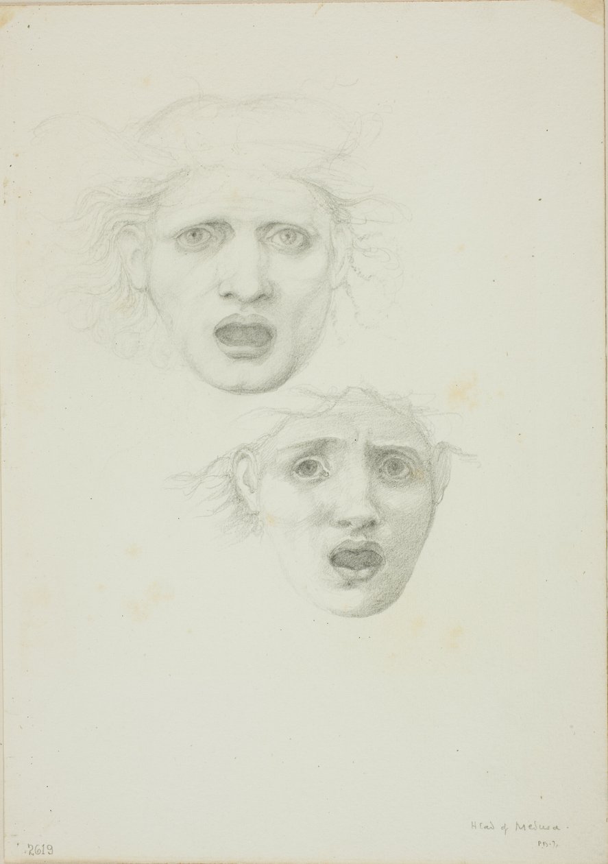 Vedoucí Medusy, dvě studie pro Rondanini Medusa od Sir Edward Burne Jones