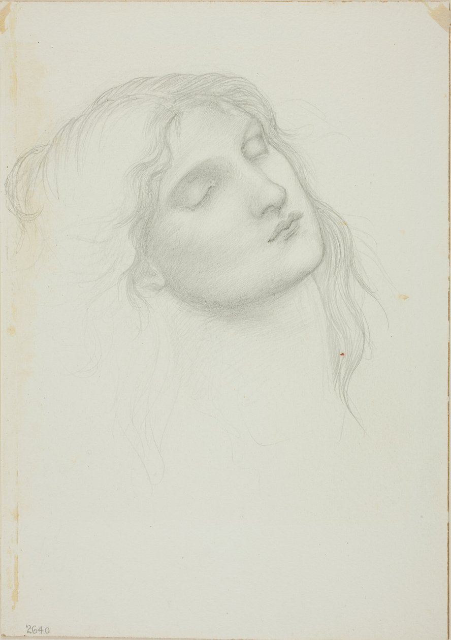 Hlava ženy se zavřenýma očima od Sir Edward Burne Jones