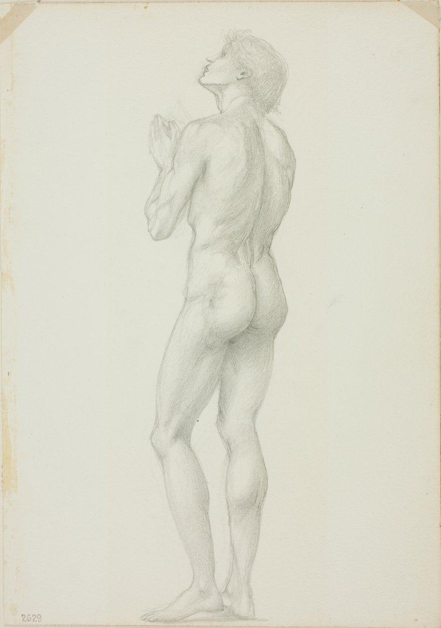 Stojící mužský akt s rukama sepjatýma v modlitbě od Sir Edward Burne Jones