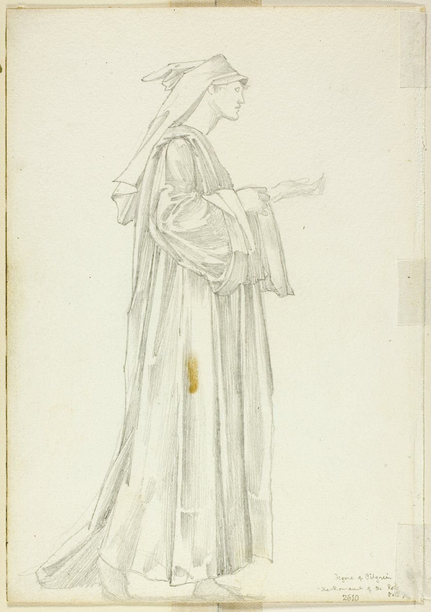 Studie Poutníka pro Romaunta z Růže od Sir Edward Burne Jones