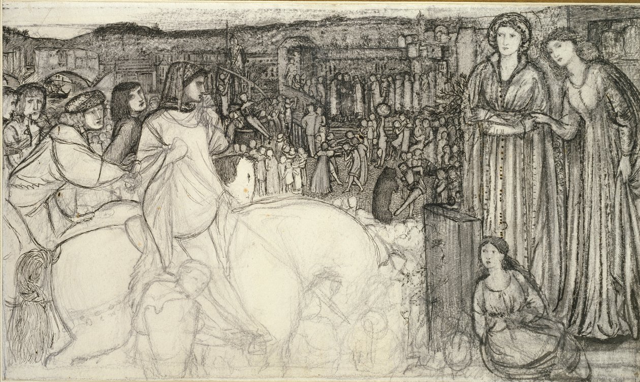 Gualdrada Donati představuje svou dceru Buondelmente, 50. léta 19. století od Sir Edward Coley Burne Jones