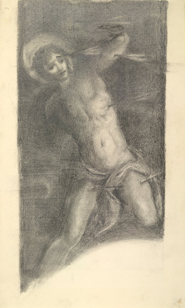 Studie Tintorettova svatého Šebestiána ve Scuola Grande di San Rocco, 1859 nebo 1862 od Sir Edward Coley Burne Jones