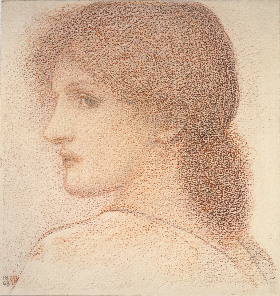 Studie ženské hlavy, otočená doleva, 1886 od Sir Edward Coley Burne Jones