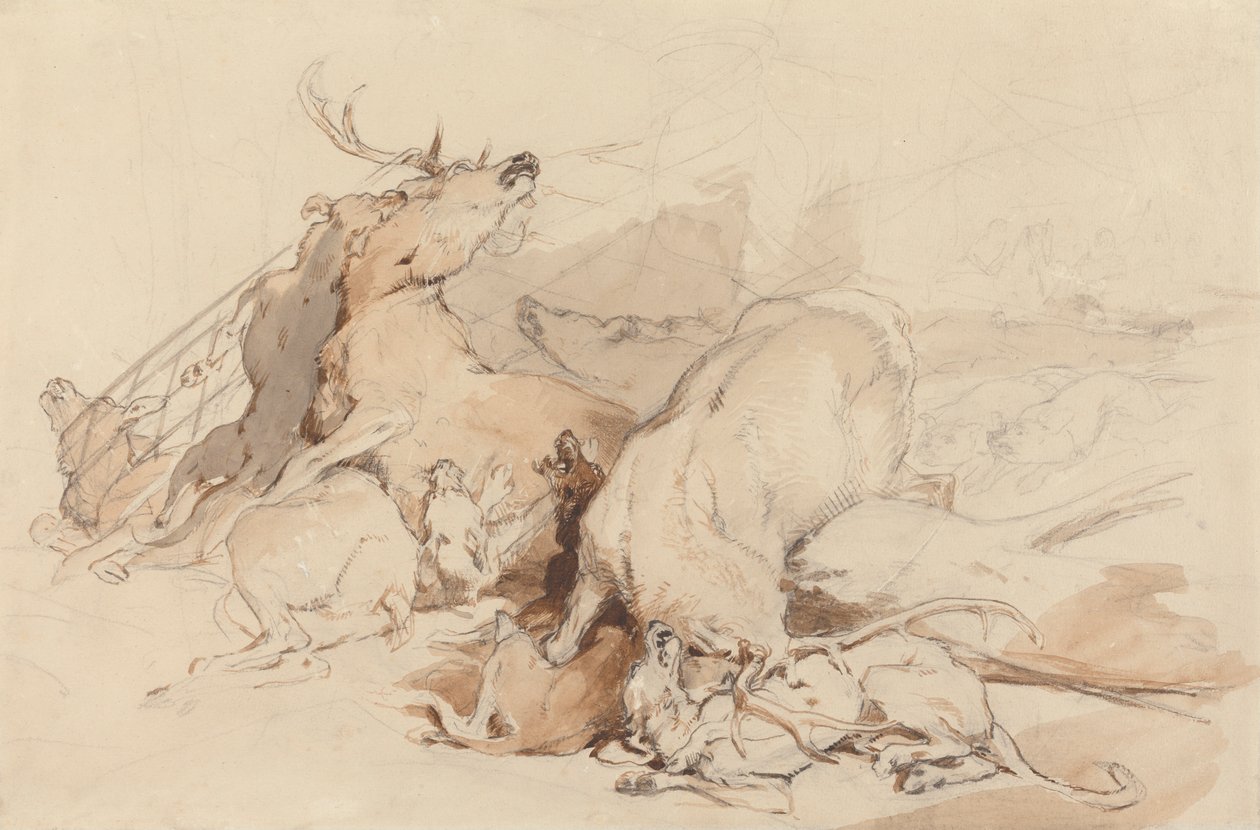 Psi a lovci útočící na jeleny od Sir Edwin Henry Landseer