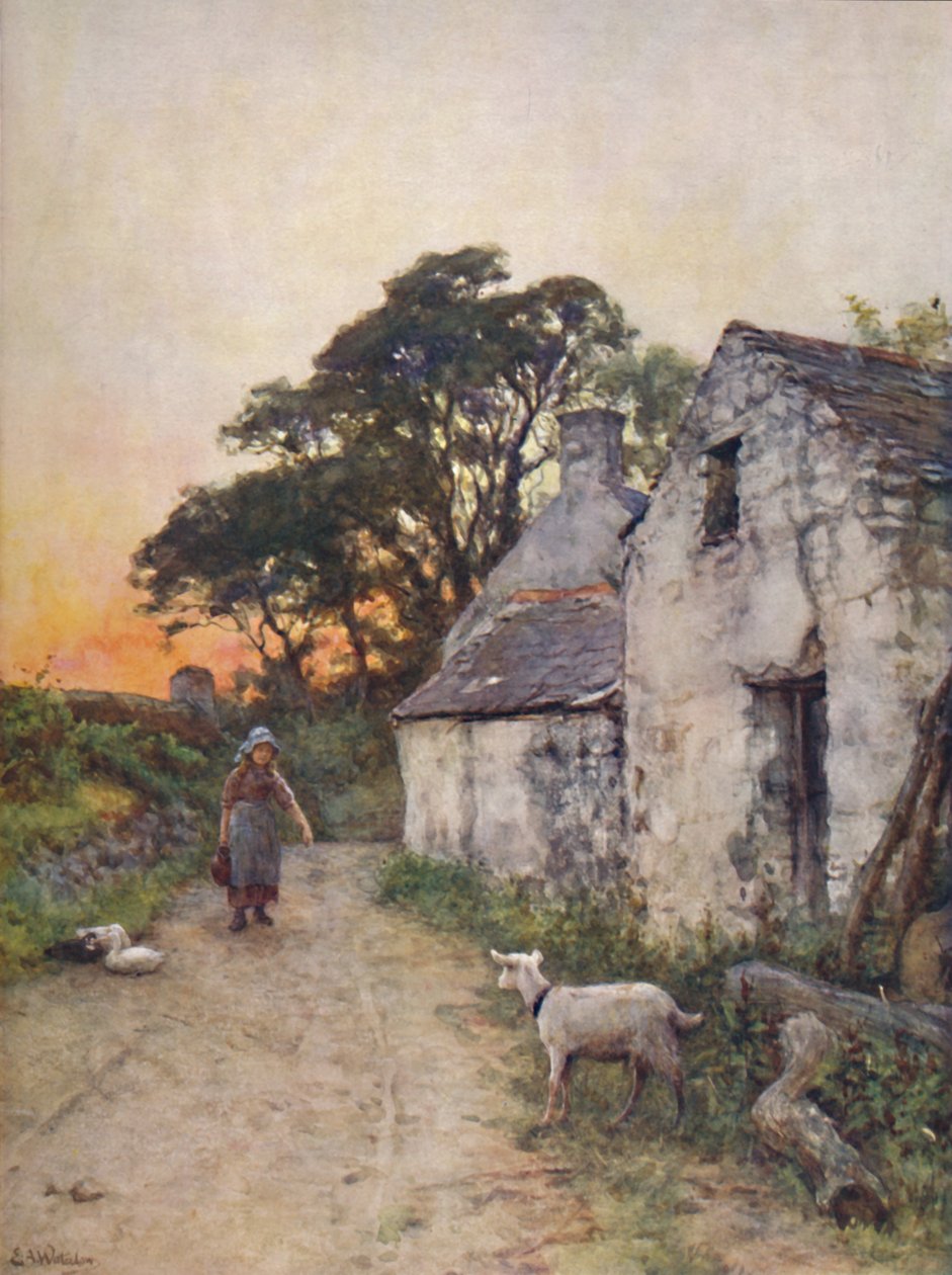 A Village Lane, Jižní Wales, konec 19.-začátek 20. století. od Sir Ernest Albert Waterlow