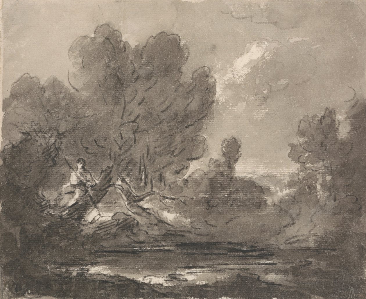 Postava ve stromě u rybníka od Sir George Howland Beaumont seventh Baronet
