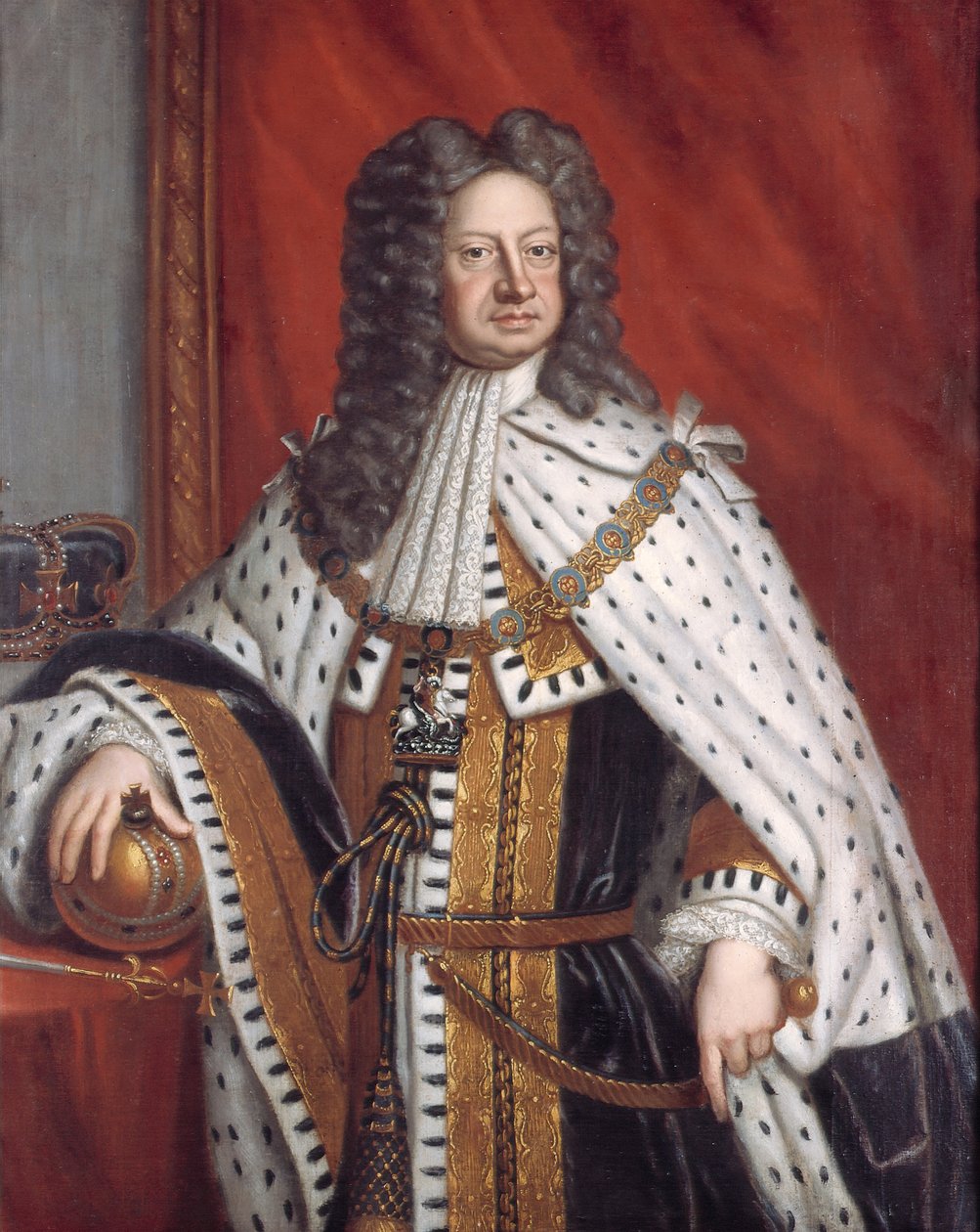 Portrét Jiřího I. v rouchu pomazání od Sir Gotfrey Kneller