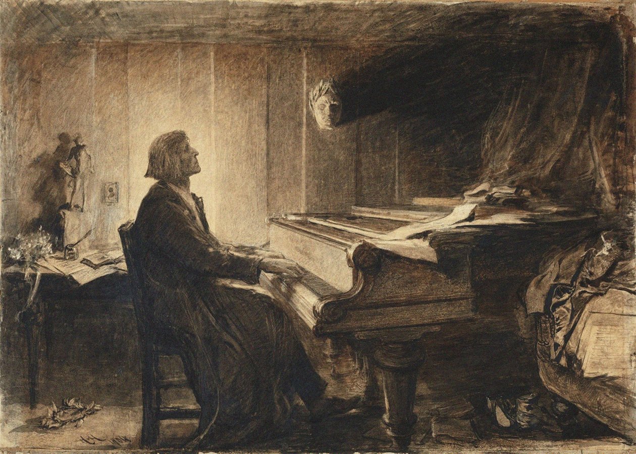 Franz Liszt u klavíru, 1904. od Sir Hubert von Herkomer