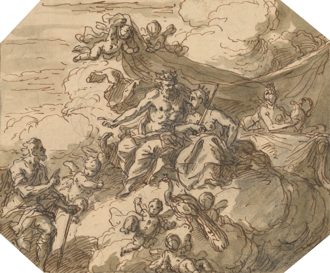 Design pro mytologickou scénu s Jupiterem a Juno od Sir James Thornhill