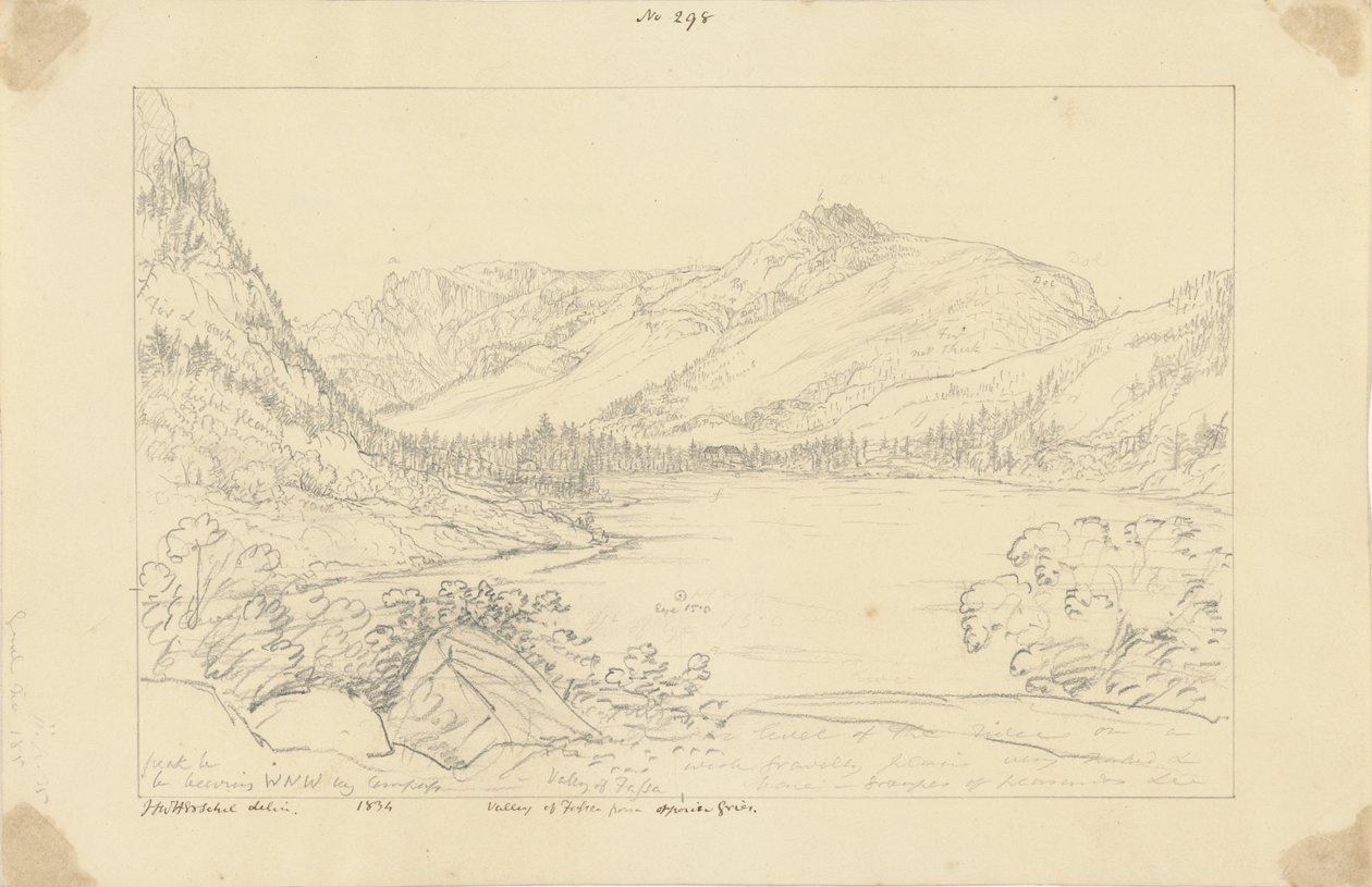 Údolí Fassa z protější strany Griesu od Sir John Frederick William Herschel