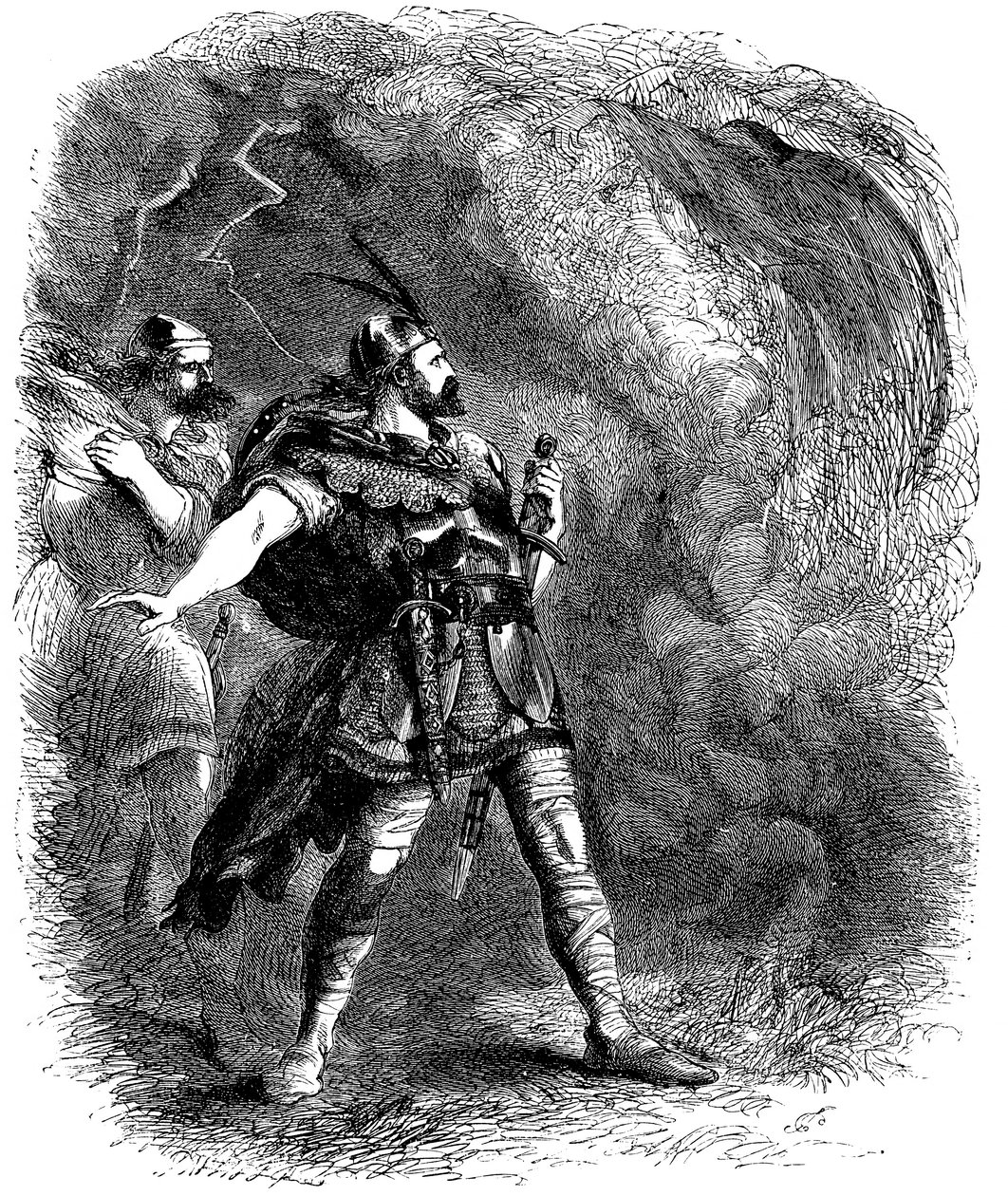 Macbeth a Banquo setkání se třemi čarodějnicemi, 1858 od Sir John Gilbert