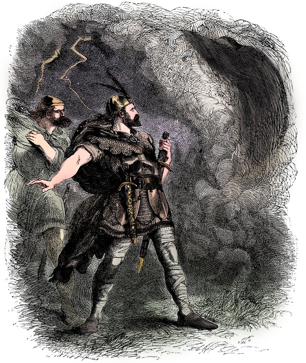 Macbeth a Banquo setkání se třemi čarodějnicemi, 1858 od Sir John Gilbert