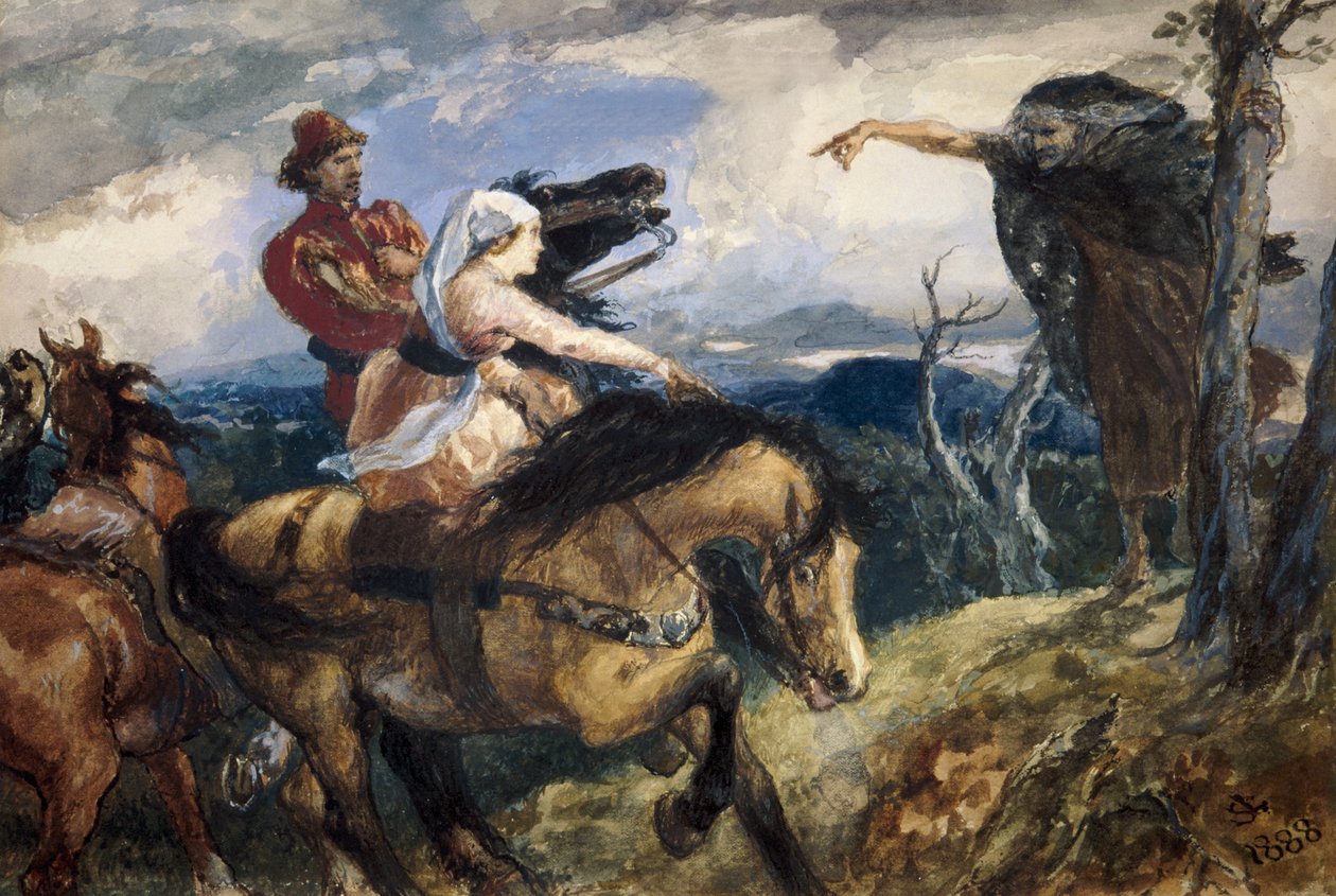 "Čarodějnice - studie", 1888 od Sir John Gilbert