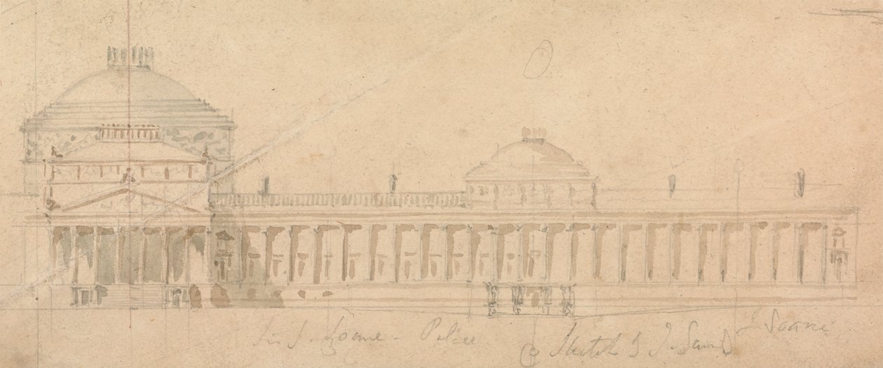 Náčrt poloviční fasády královského paláce, Hyde Park, Londýn od Sir John Soane