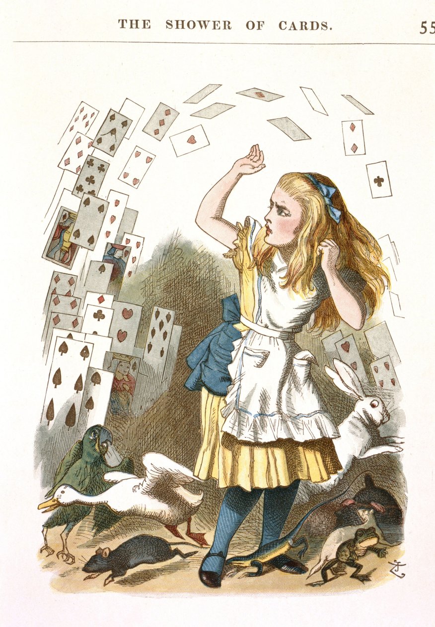 Sprcha karet. Ilustrace k Alence v říši divů od L. Carrolla, 1890 od Sir John Tenniel