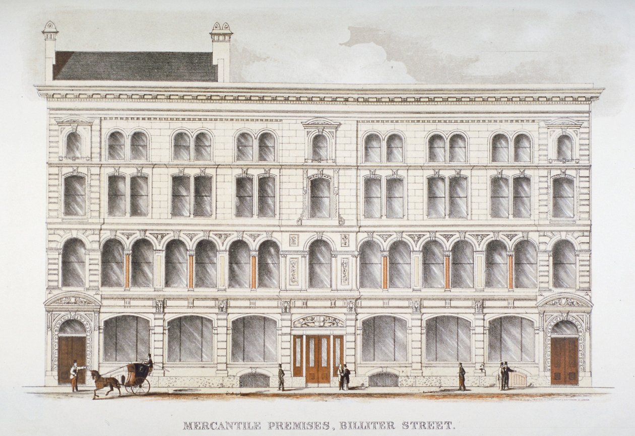 Pohled na obchodní prostory, Billiter Street, City of London, 1875 od Sir Joseph Causton and Sons