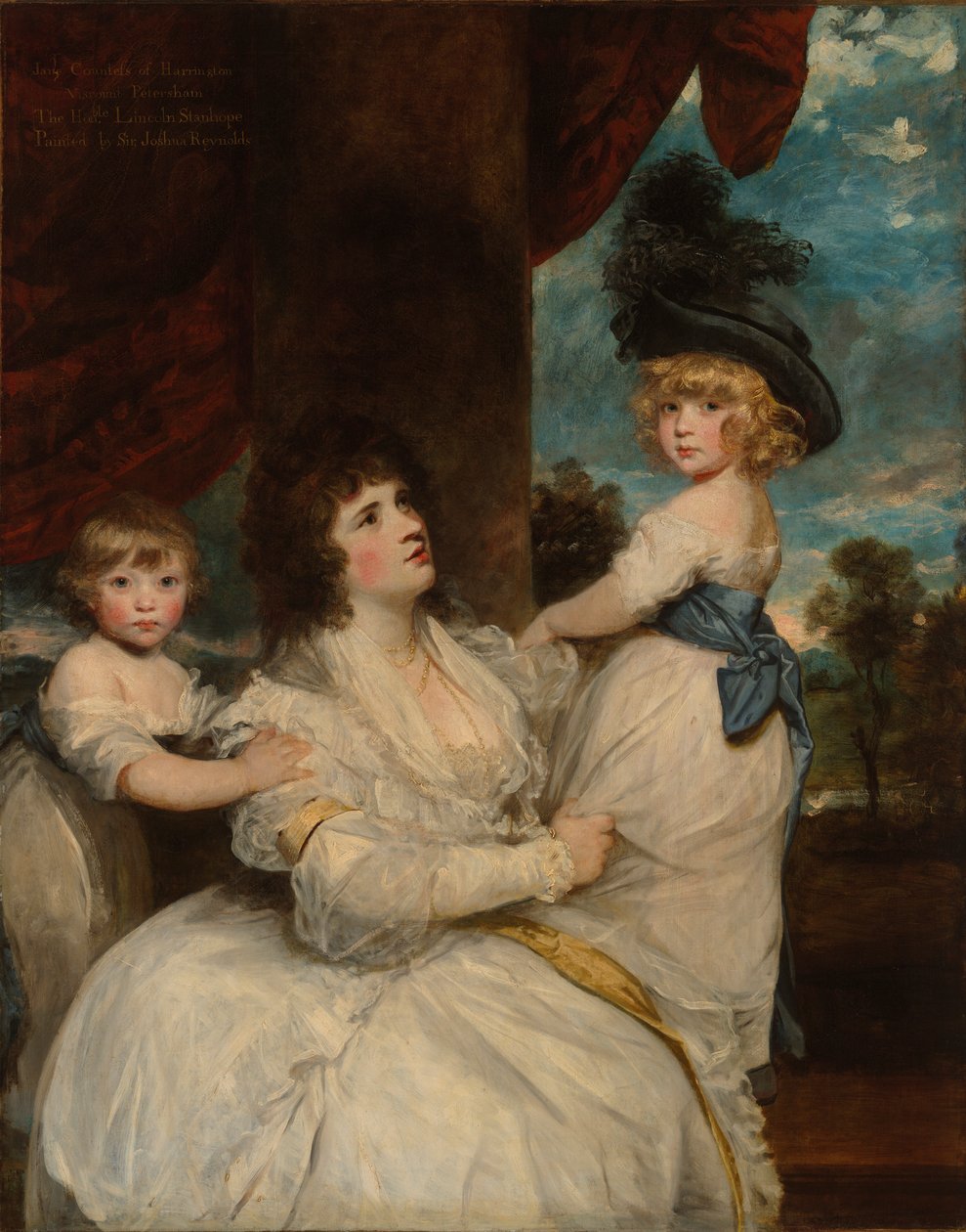 Portrét Jane, hraběnky z Harringtonu, se svými syny, vikomtem Petershamem a ctihodným Lincolnem Stanhopem od Sir Joshua Reynolds