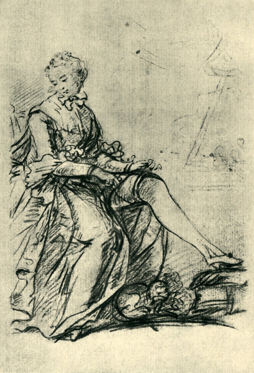 Žena si oblékala punčochy, polovina konce 18. století, 1943. od Joshua Reynolds