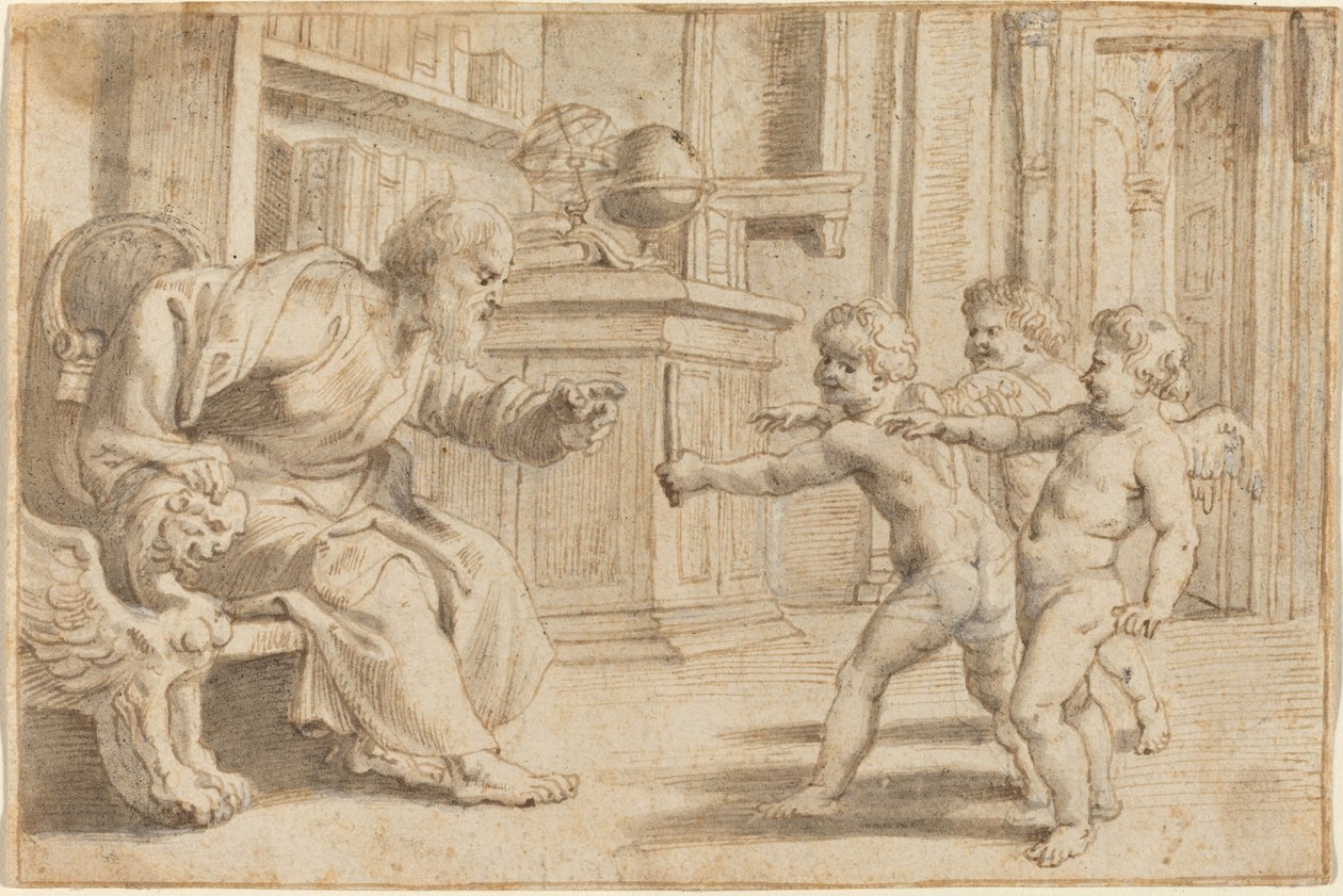 Putti testuje mužské vnímání hloubky od Sir Peter Paul Rubens