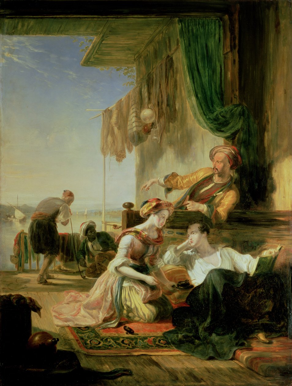 Lord Byron odpočívá v domě rybáře, který přeplaval Hellespont, 1831 od Sir William Allan