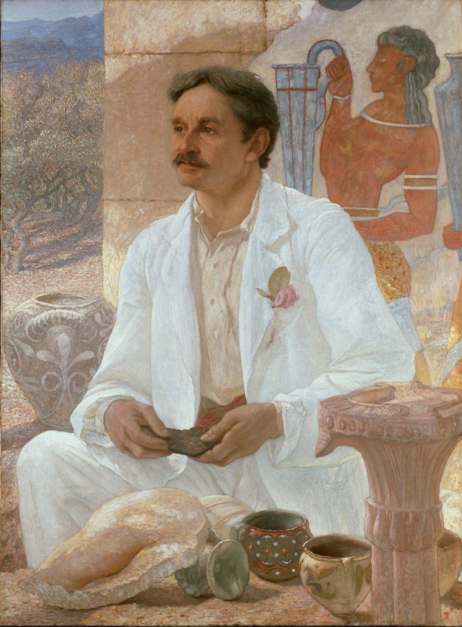 Sir Arthur Evans mezi ruinami paláce Knossos, 1907 od Sir William Blake Richmond