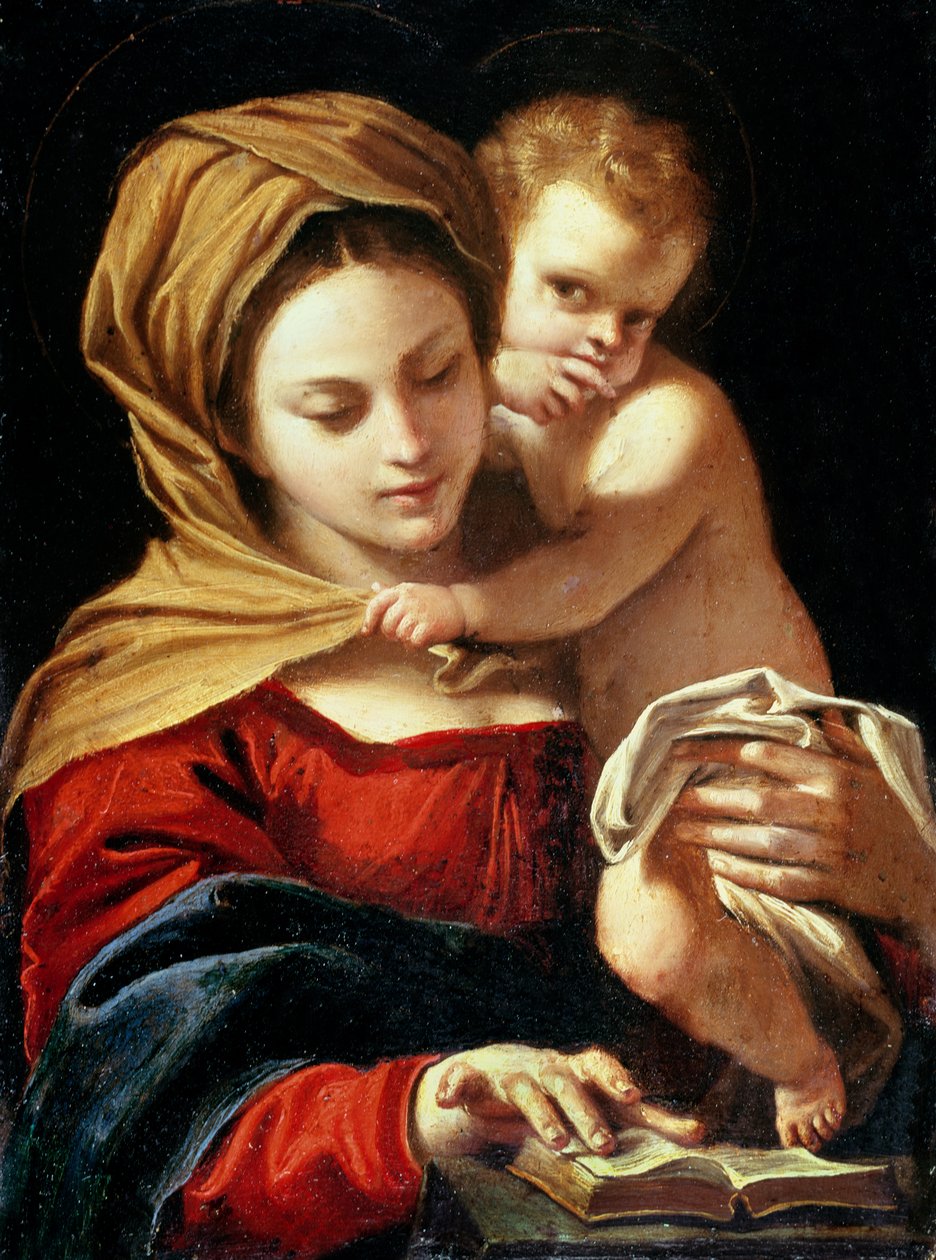Madonna a dítě (olej na kovu) od Sisto Badalocchio