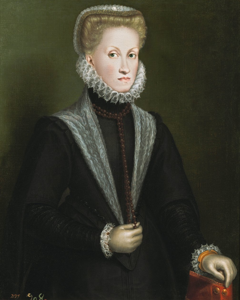Anna Rakouská, královna Španělska (1549-80), manželka Filipa II. Španělského (1527-98), kolem 1573 od Sofonisba Anguissola