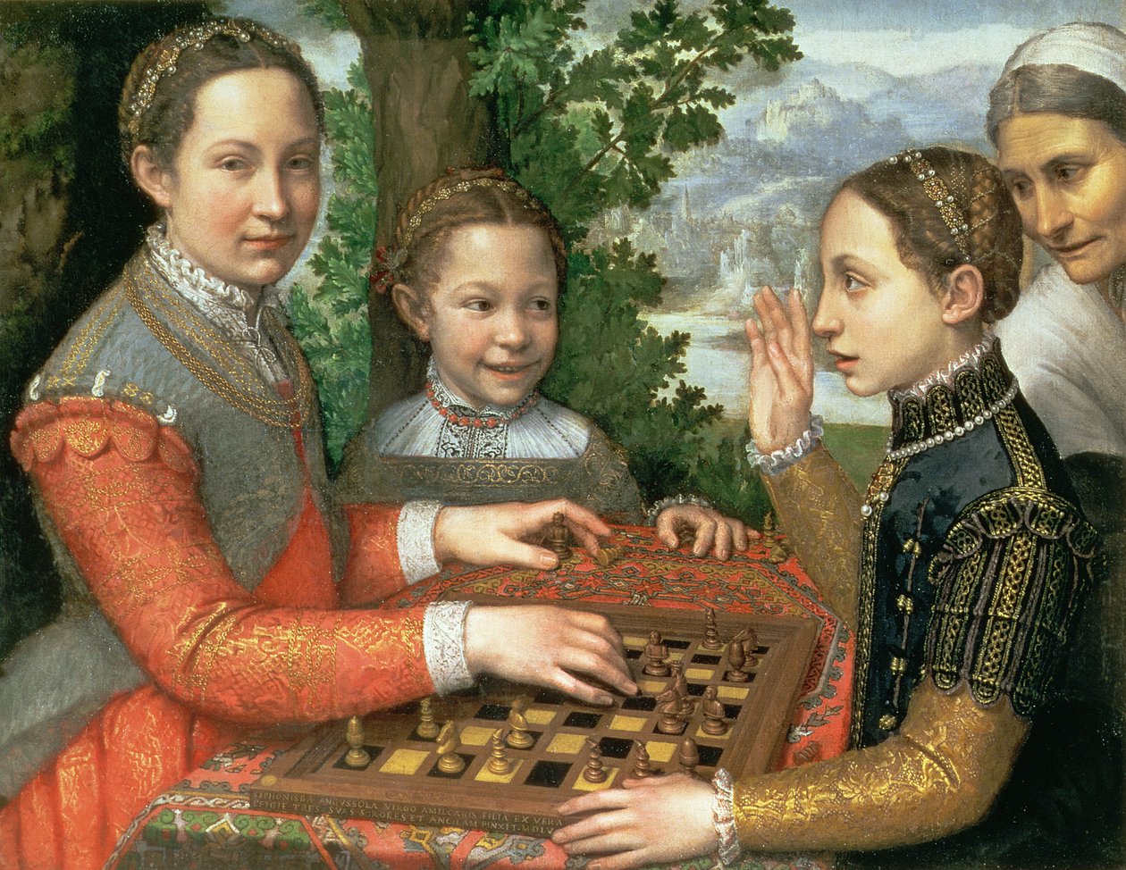 Hra v šachy, 1555 od Sofonisba Anguissola