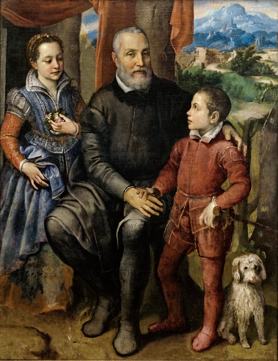 Umělci Otec Amilcare Anguissola a její sourozenci Minerva a Asdrubale, asi 1559. od Sofonisba Anguissola