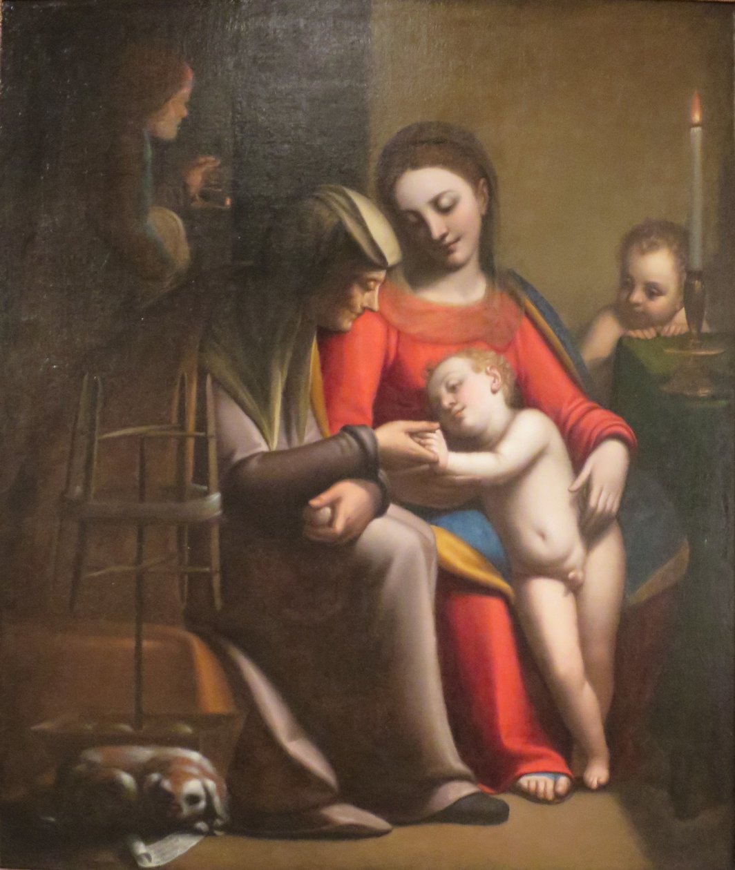 Svatá rodina se svatou Annou a Janem Křtitelem od Sofonisba Anguissola