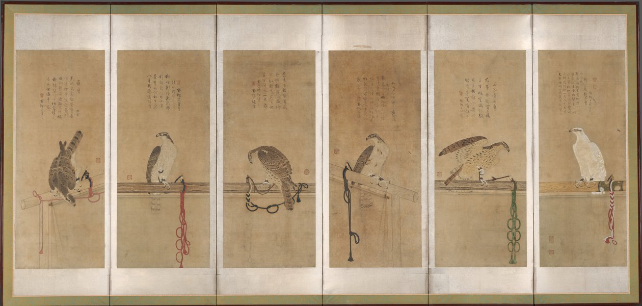 Tethered Hawks, před rokem 1606. od Soga Chokuan
