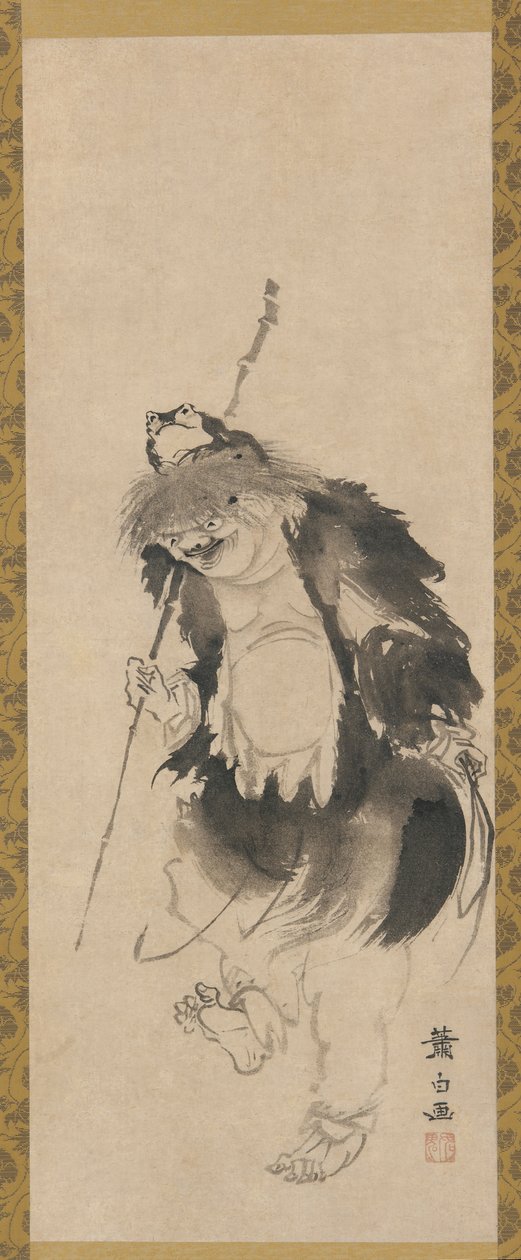 Gama Sennin Číňan Hou Xiansheng a jeho třínohá ropucha, období Edo, 18. století. od Soga Shohaku