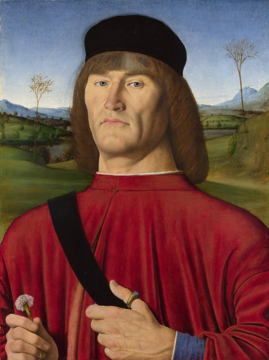 Muž s růžovou, c. 1495 od Solari