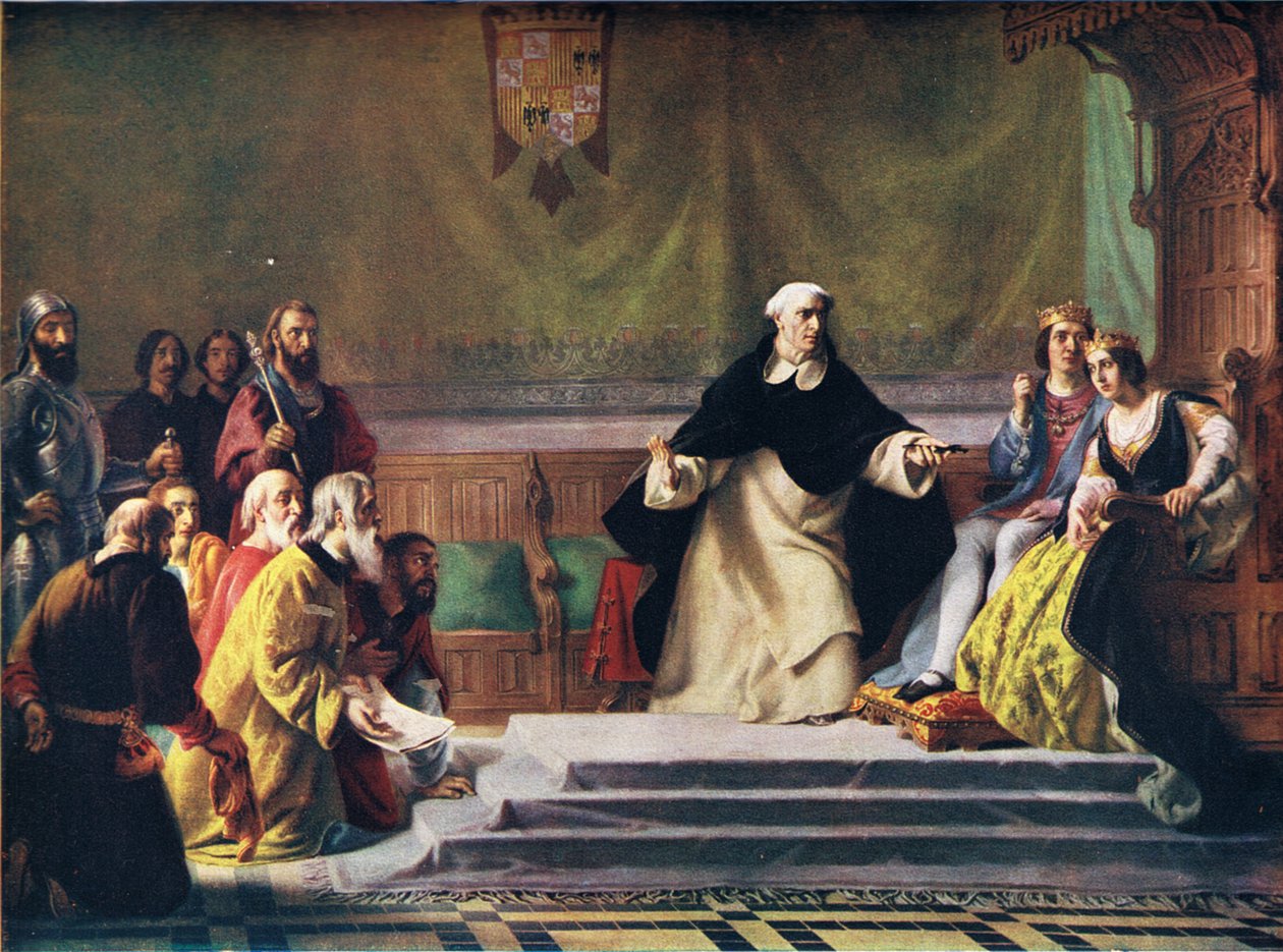 Vyhnání Židů ze Španělska, z „Hutchinsonových dějin národů“ (barevné lito) od Solomon Alexander Hart