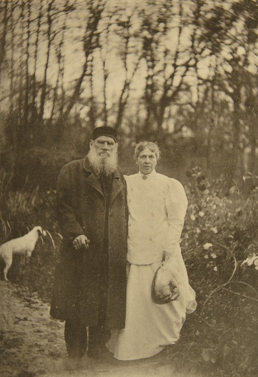 Ruský autor Leo Tolstoy a jeho manželka Sophia Tolstaya, Rusko, 1895 od Sophia Andreevna Tolstaya