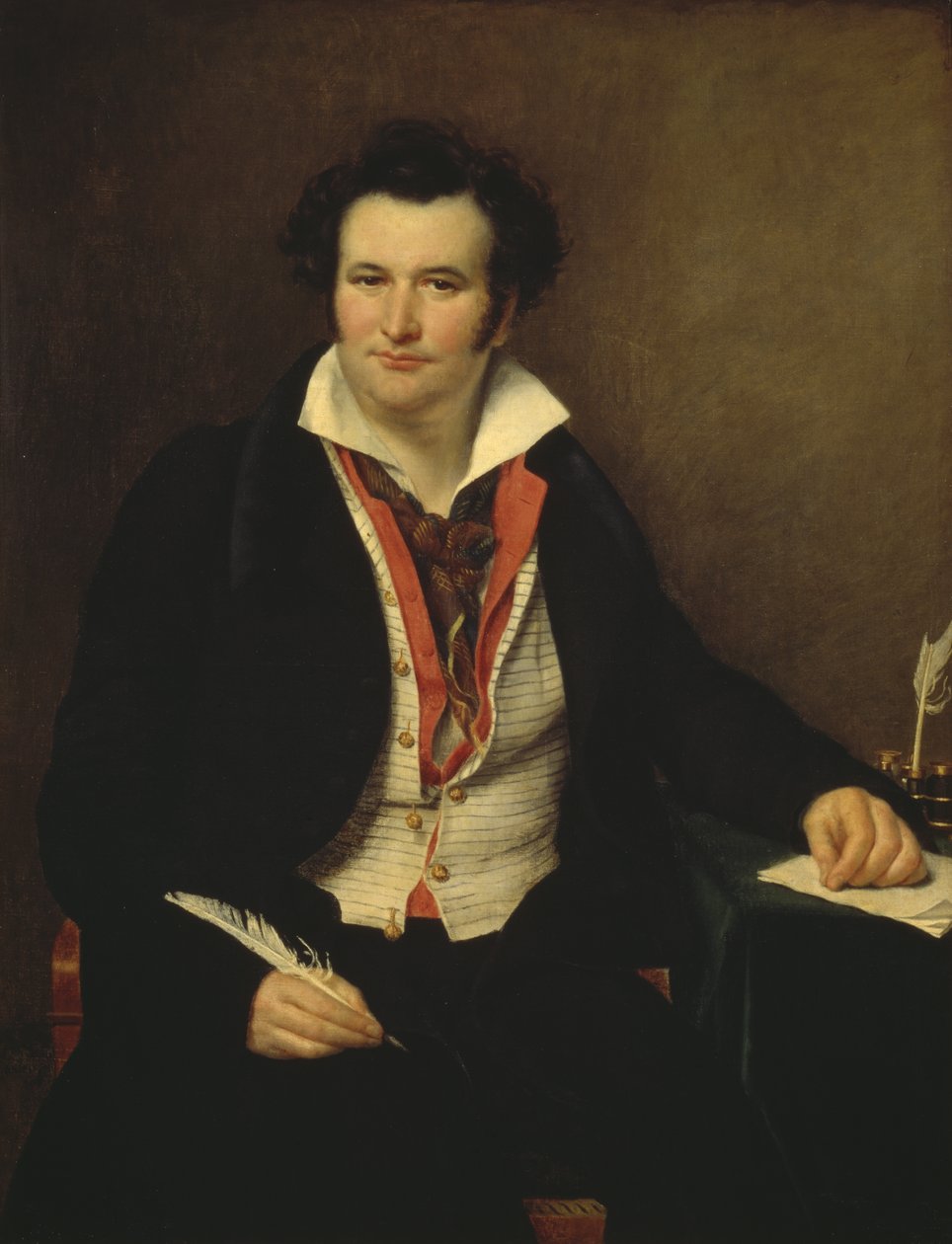 Portrét Bernarda Wolfa (1778-1850), herec, autor a ředitel divadla Theatre de la Monnaie v Bruselu, malovaný před rokem 1823 od Sophie Rude