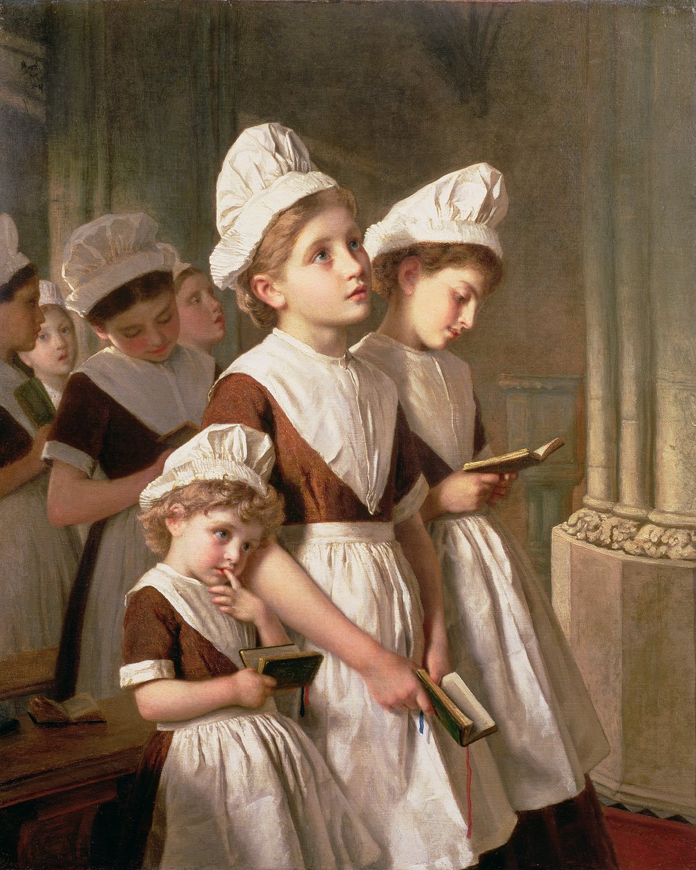 Foundling Girls at Prayer in the Chapel, c.1877 od Sophie Gengembre Anderson