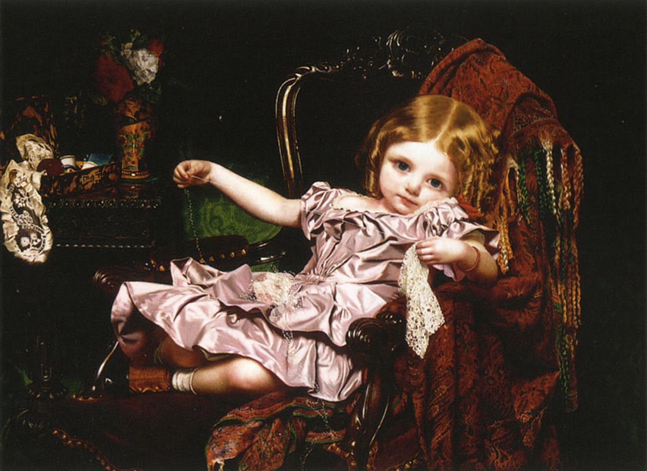 Mladá dívka v křesle, kolem roku 1850 od Sophie Gengembre Anderson