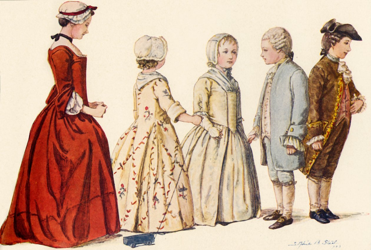 Dětský oděv za vlády královny Anny, Jiřího I., II. a III. 1702-1790, 1903, 1937. od Sophie B. Steel