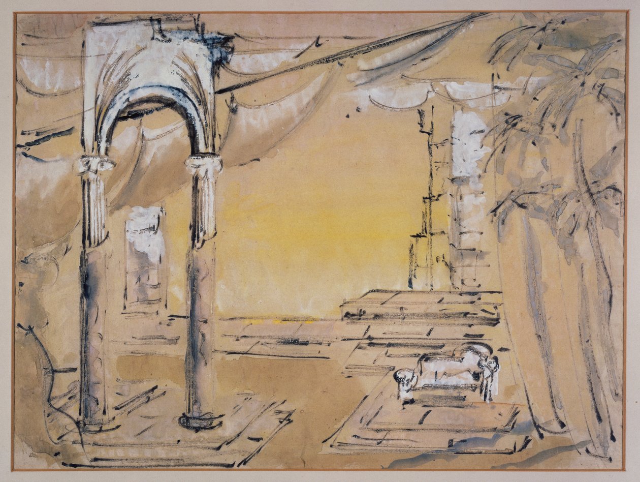 Dido Court of Dido, scénografie Sophie Fedorovitch k I. dějství opery Dido a Aeneas od Henryho Purcella od Sophie Fedorovitch