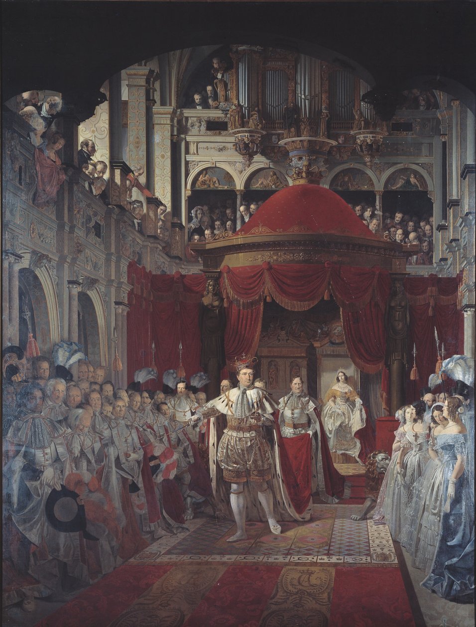 Pomazání Christiana VIII. a Caroline Amalie v kostele paláce Frederiksborg dne 28. června 1840 od Sophus Schack