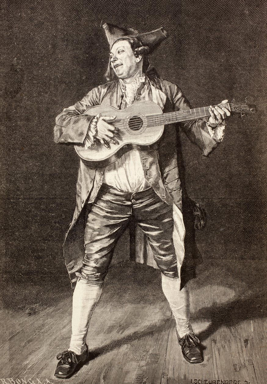 Hudebník z 18. století podle kresby L. Scheurenberga z knihy "La Ilustracion Espanola y Americana" z roku 1881. od Spanish School