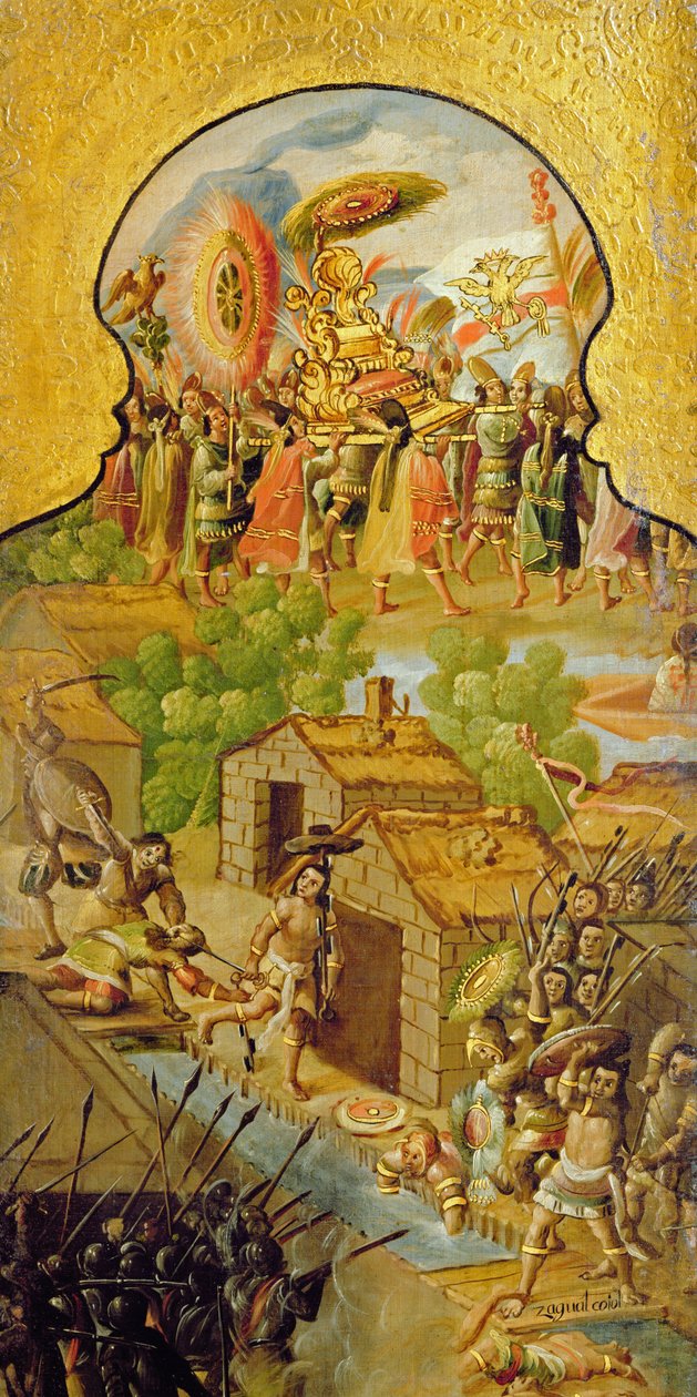 Dobytí Montezumy a střety se Španěly v ulicích Tenochtitlanu od Spanish School