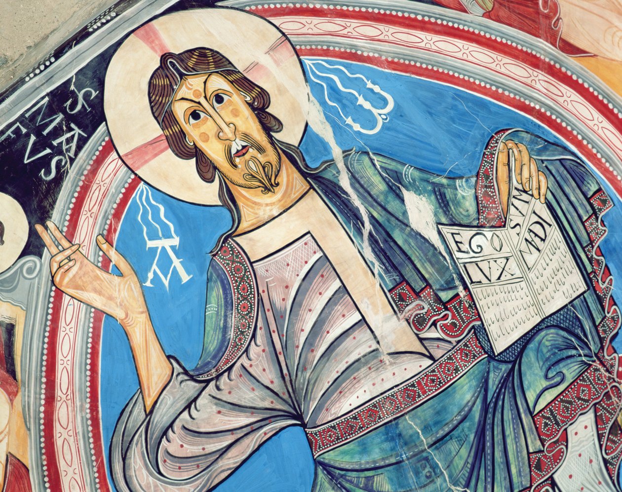 Kristus ve majestátu lemovaný serafy a symboly evangelistů, kopie originálu z 12. století od Spanish School
